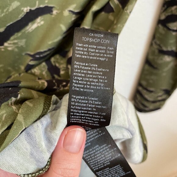 Topshop Camouflage Print Twist Front Jersey Flip Dress - Green - Picture 7 of 8